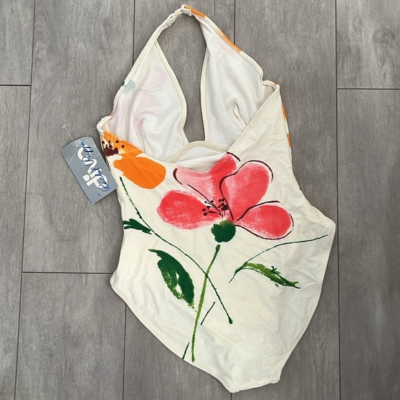 NWT One Piece Floral Swimsuit High Rise Leg Underwire Lined, Size 14 - Picture 5 of 10